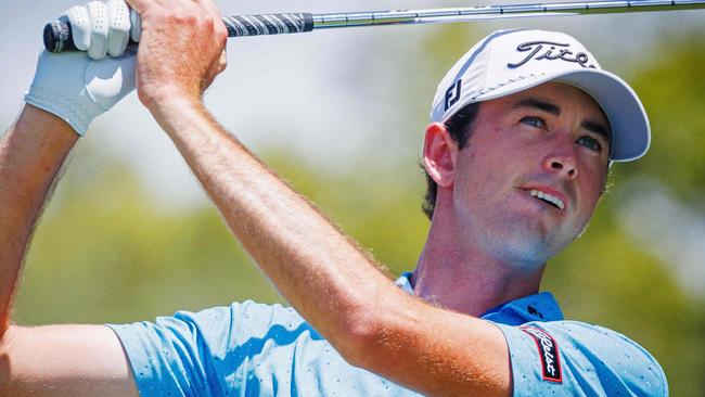 Elvis Smylie of Australia plays a shot during the final round of the Australian PGA Championship at Royal Queensland Golf Club in Brisbane on November 24, 2024. (Photo by Patrick HAMILTON / AFP) / -- IMAGE RESTRICTED TO EDITORIAL USE - STRICTLY NO COMMERCIAL USE --