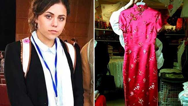 US student Keziah Daum has courted controversy by wearing a cheongsam.