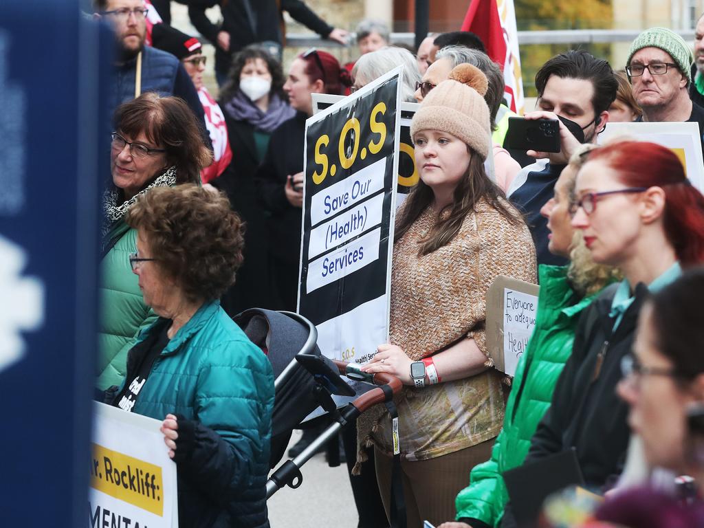 Madeline Swannell current patient at St Helen's Private Hospital. Rally in support of St Helen's Private Hospital in the Executive Building forecourt. Picture: Nikki Davis-Jones