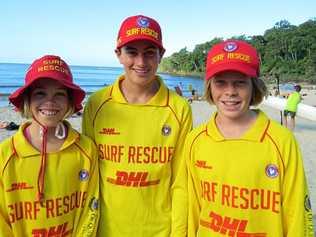 Young Noosa  lifesavers Jed Hamblin, Jackson Smith andEddie Walter. Picture: Contributed