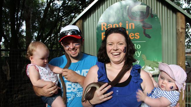 A family prepares for Blacktown Council's Wake Up with the Wildlife breakfast at Featherdale Wildlife Park on Australia Day 2014.