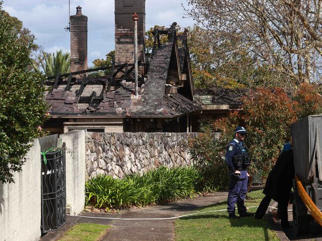 The remains of the Northwood home on Sunday morning. Picture: Justin Lloyd