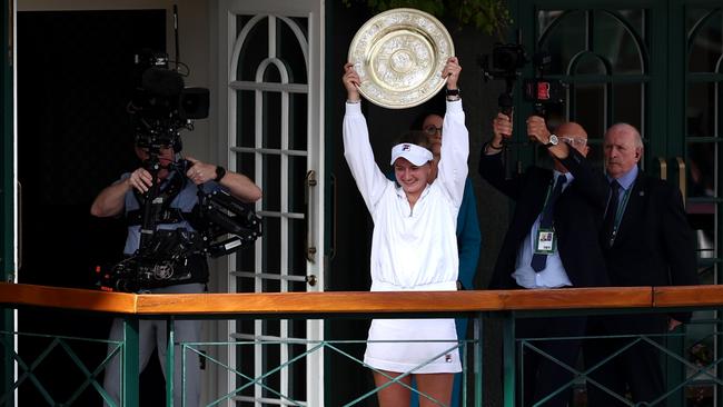 Barbora Krejcikova celebrates her Wimbledon win. Picture: Francois Nel/Getty Images