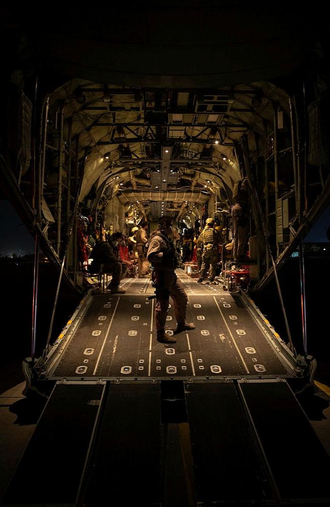 FLEEING KABUL: The first Australian Defence Force evacuation flight departed Kabul with 26 persons on board around 1am local time on August 18. Picture: Department of Defence