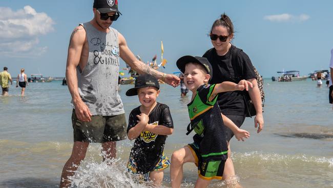 Hamilton family at the Darwin Beer Can Regatta at Mindil Beach, 2024. Picture: Pema Tamang Pakhrin
