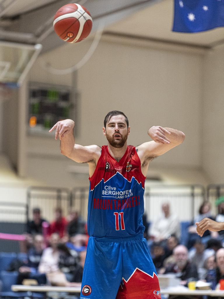 Mitchell Davis for Toowoomba Mountaineers against Northside Wizards in QSL Division 1 Men round 2 basketball at Clive Berghofer Arena, St Mary's College, Sunday, April 21, 2024. Picture: Kevin Farmer