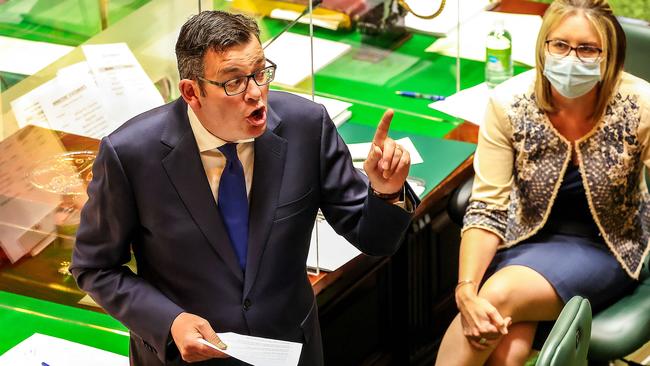 Premier Daniel Andrews during Question Time. Picture: Ian Currie