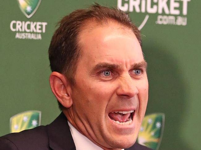 MELBOURNE, AUSTRALIA - MAY 03:  Justin Langer, coach of Australia speaks to the media during a press conference on May 3, 2018 in Melbourne, Australia. Langer has been appointed the Team Head Coach of the Australian men's cricket team, replacing Darren Lehmann who resigned in the wake of the ball tampering scandal.  (Photo by Scott Barbour/Getty Images)