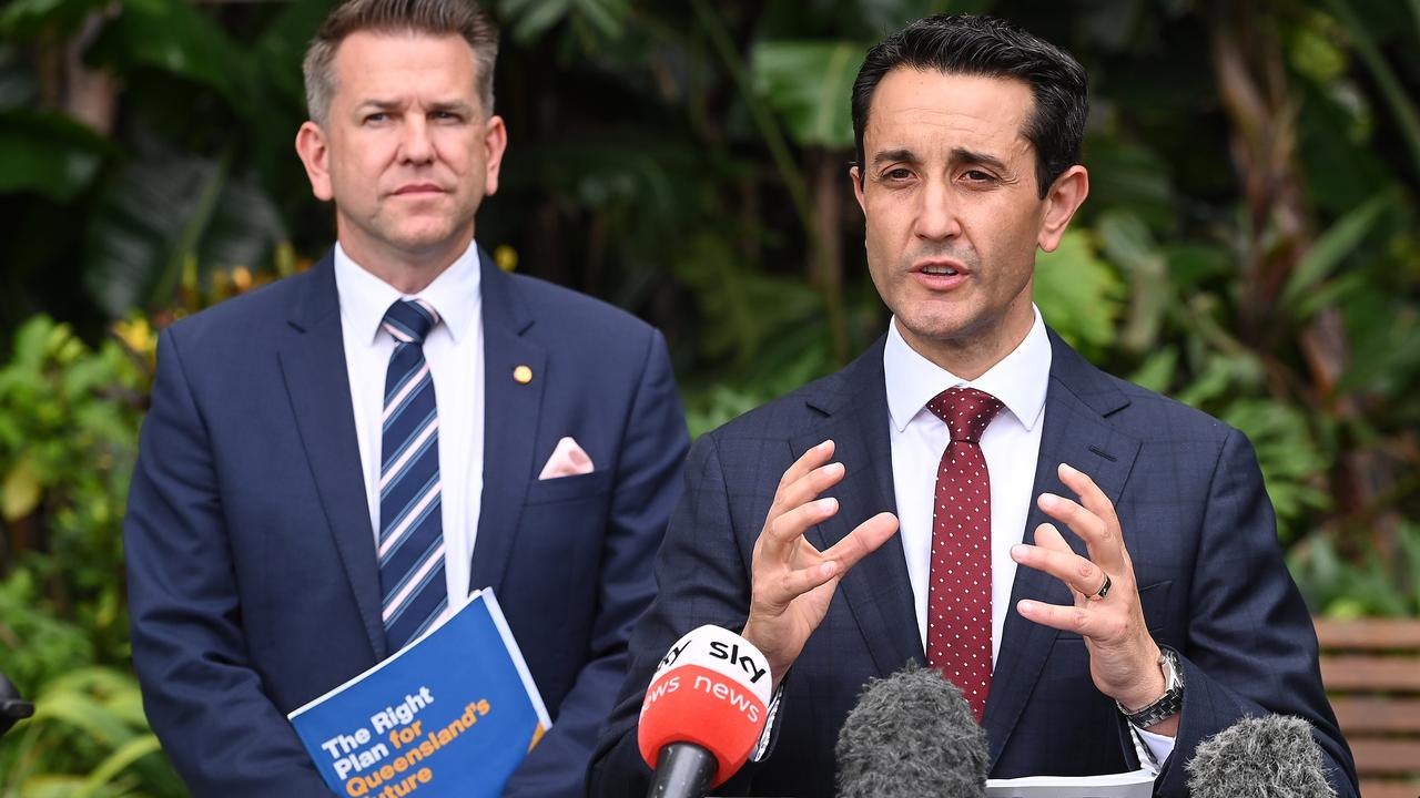 New Queensland Premier David Crisafulli (right) approved the move to suspend Mr Thompson as Townsville mayor. Picture: NewsWire / John Gass