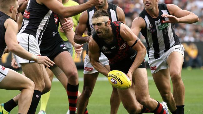 Jobe Watson must win more contested to ease the pressure on the defence. Picture: Wayne Ludbey