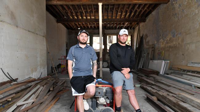 Developers and joint owners of the historic Queens Hotel building, Brodie Jankovic and Kayle Wright. Picture: Shae Beplate.