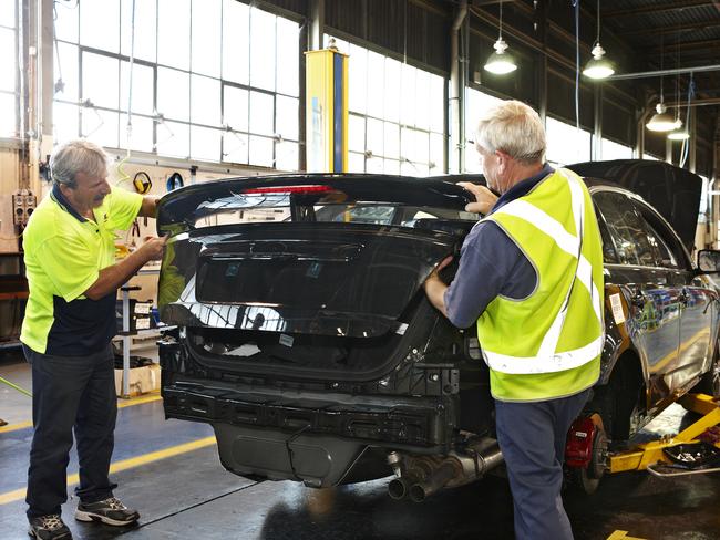 One of the last ... The 2013 Ford Falcon GT being built at the Broadmeadows factory. Picture: Supplied