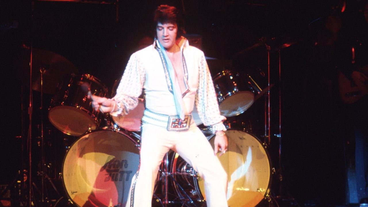 Elvis Presley in Las Vegas during a concert in December of 1975. Picture: Michael Ochs Archives/Getty Images