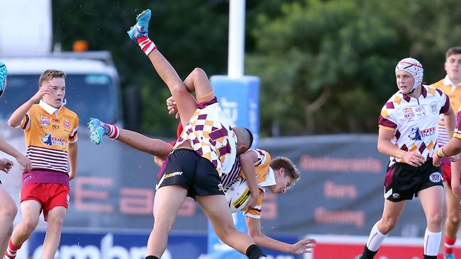 It was a great final in the Hancock Shield between PBC and Marsden. Will Semu lifts a PBC player Picture by Richard Gosling