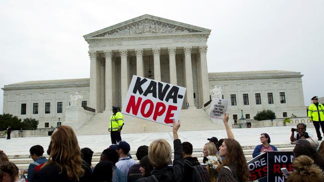 Demonstrators protest against the appointment of Supreme Court nominee Brett Kavanaugh outside of the US Supreme Court in Washington DC. Picture: AFP