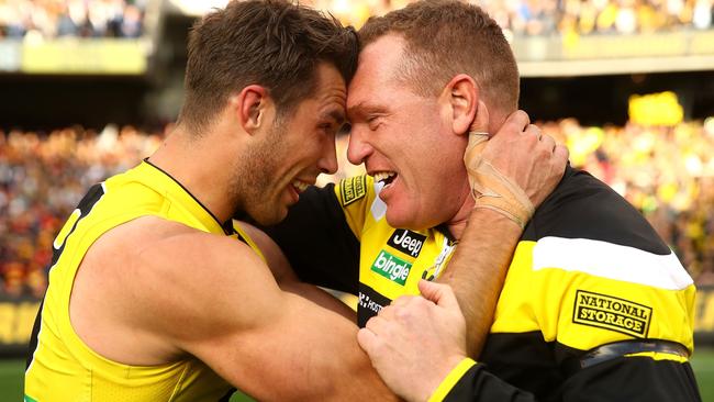 Assistant coach Justin Leppitsch had a strong bond with Alex Rance.