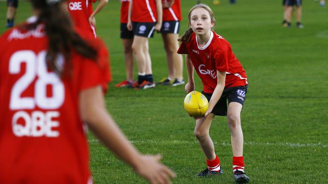 Samantha Carey with the ball. Picture: John Appleyard