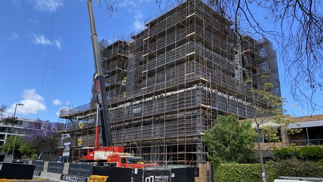 Construction at the 200 East Terrace apartment project. Picture: Supplied by Minuzzo Project Management and Global Intertrade