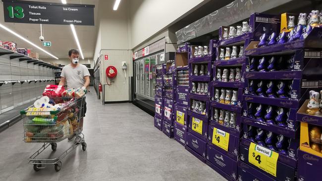 Customers have been warned to do their Easter shopping sooner rather than later to make it easier for stores to maintain social distancing measures. Picture: Sam Ruttyn/The Sunday Telegraph