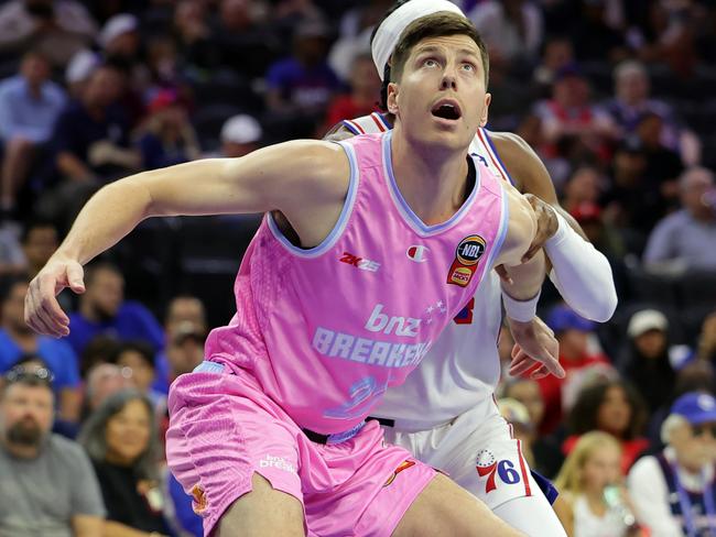 Dane Pineau #22 of the New Zealand Breakers has announced he will retire from the NBL. Picture: Hunter Martin/Getty Images