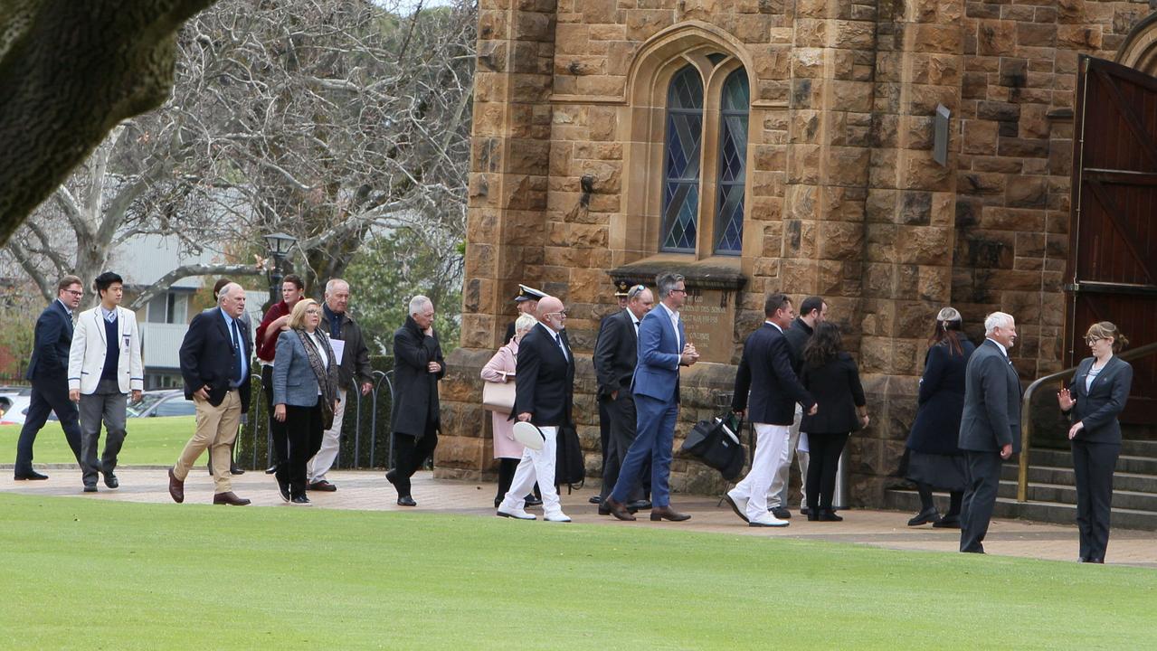 Mourners flocked to Memorial Hall at St Peter’s College to farewell Sir James. Picture: NCA NewsWire / Emma Brasier