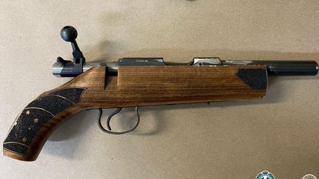 A sawn-off .22 calibre rifle was allegedly found under the driver’s seat. Picture: SAPOL