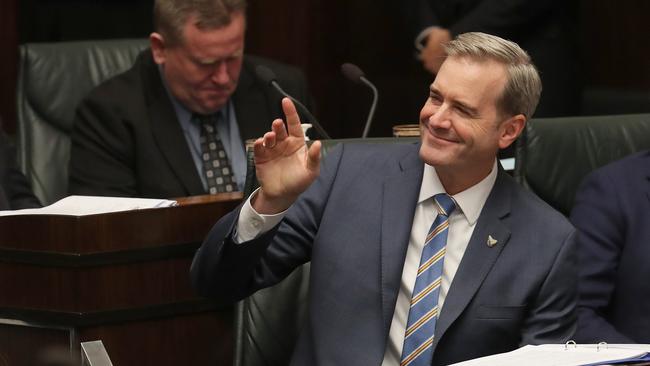 Treasurer Michael Ferguson delivers the 2023 state budget in parliament. Picture: Nikki Davis-Jones