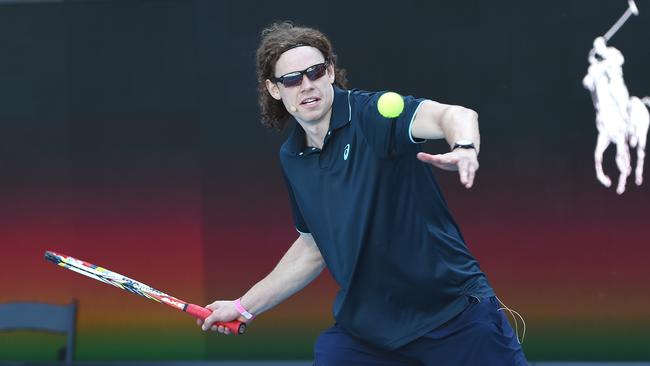 Melbourne Football Club Ben Brown also played in a celebrity match at the Australian Open Glam Slam for the annual Australian Open Pride Day. Picture: NCA NewsWire / Josie Hayden