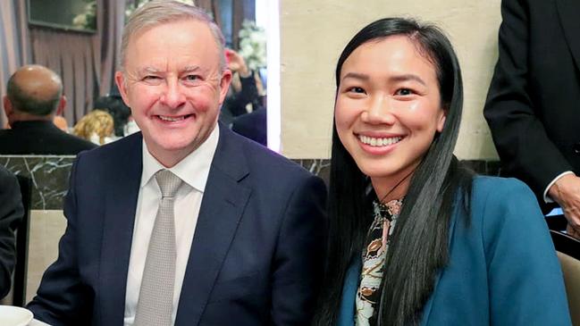 Labor leader Anthony Albanese with Western Sydney lawyer Tu Le at a Fowler fundraiser in June. Picture: Facebook