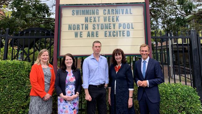 Felicity Wilson MP (second from left) made a funding announcement at Mosman High School on Thursday. Picture: Supplied