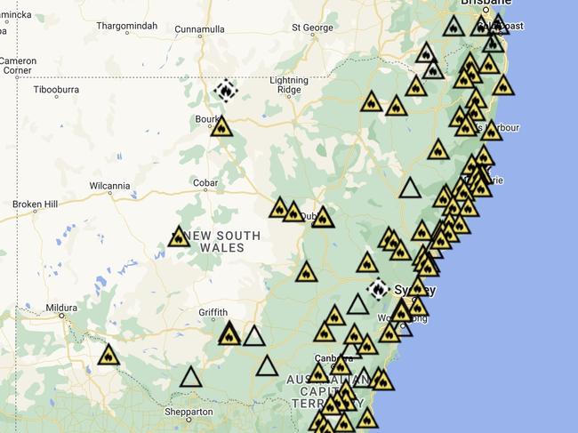 NSW fireys have dozens of blazes under control along the state's coast.