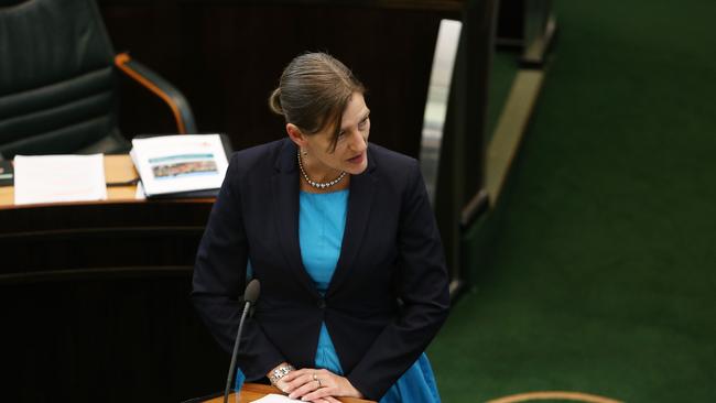 Greens leader Cassy O'Connor during question time in State Parliament. Picture: Zak Simmonds