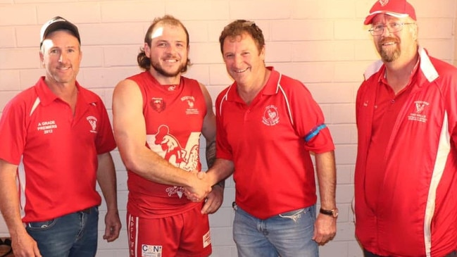 Two Wells star Caleb Edmead (middle, left). Picture: Two Wells Football Club