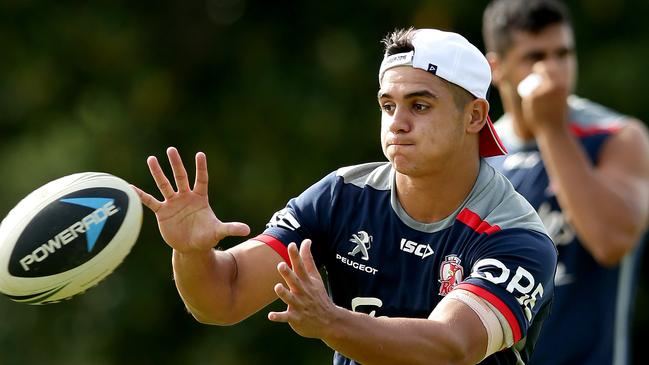 Jayden Nikorima during Sydney Roosters training at Kipax Lake Oval,Moore Park .Picture Gregg Porteous