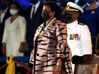 BRIDGETOWN, BARBADOS - NOVEMBER 30: President of Barbados, Dame Sandra Mason, stands after being sworn in at the Presidential Inauguration Ceremony at Heroes Square on November 30, 2021 in Bridgetown, Barbados. The Prince of Wales arrived in the country ahead of its transition to a republic within the Commonwealth. This week, it formally removes Queen Elizabeth as its head of state and the current governor-general, Dame Sandra Mason, will be sworn in as president. (Photo by Jeff J Mitchell - Pool/Getty Images)