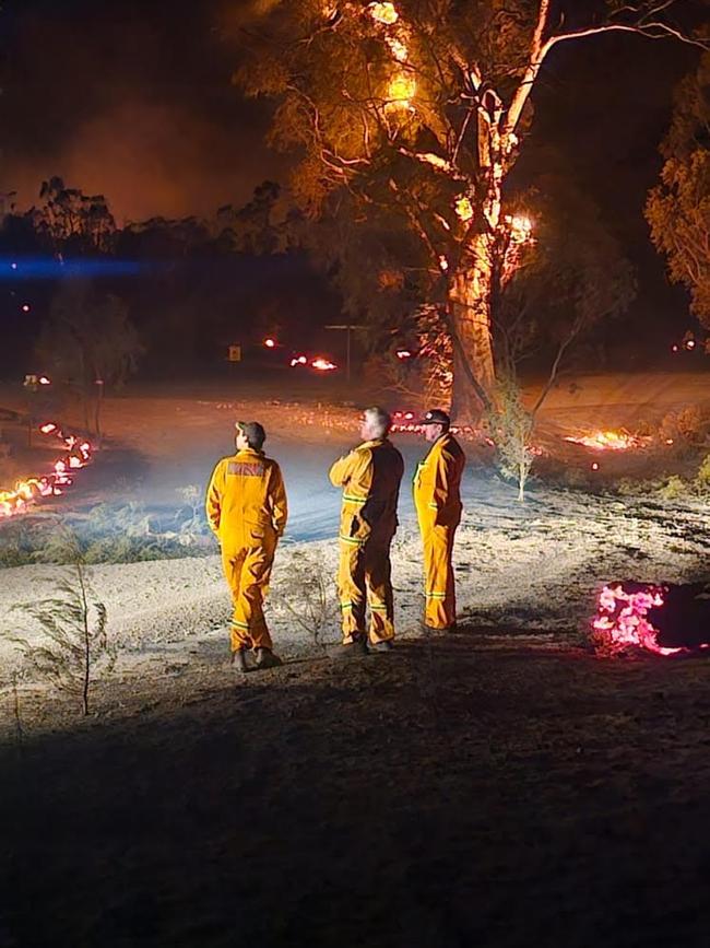 Firefighters on the scene at the Little Desert National Park fire on Monday night. Picture: Supplied