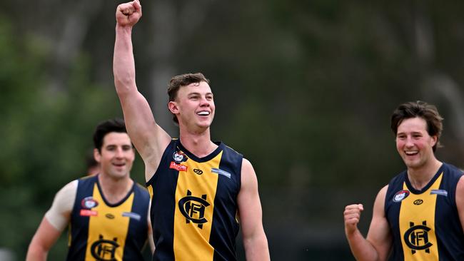 Hurstbridge’s Joel Naylor kicked 10 goals. Picture: Andy Brownbill