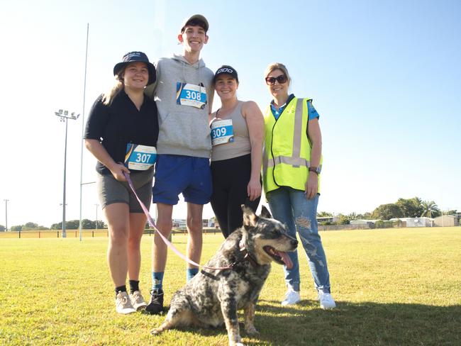 Enjoying a fine Sunday is Monique Best, Hayden Webb, Savana Falzon with Barb Blackhall all from 360 Property who are longtime supporters of Run for MI Life and brought Pudge along. Run for MI Life. October 17, 2021 Picture: Marty Strecker