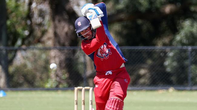 Blake Thomson of Melbourne at bat. Picture: George Salpigtidis