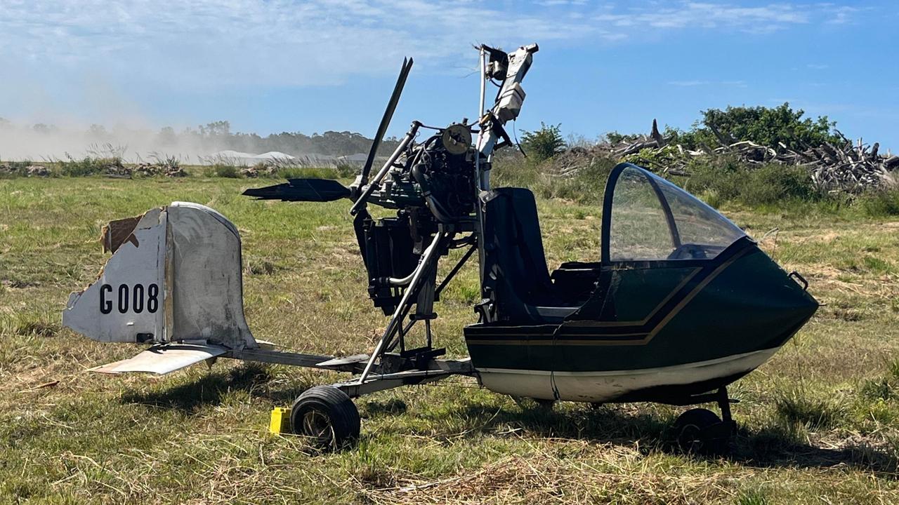 The wreckage of a gyrocopter incident at Hervey Bay on Friday, November 18.