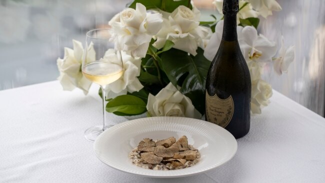 Black truffle risotto served as part of Oceania Cruises' Dom Perignon Experience.