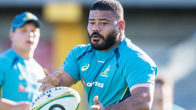 The Qantas Wallabies train at Leichhardt Oval, Sydney, ahead of the June 2017 Arvo Test Rugby Series fixture against Scotland. Tolu Latu.