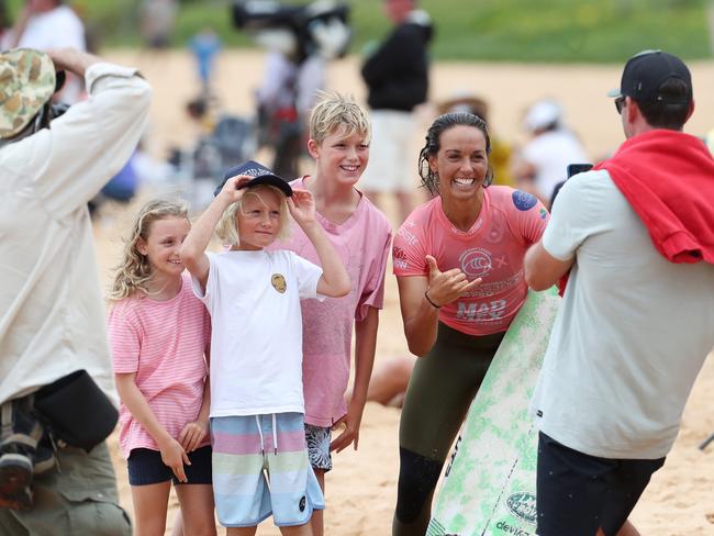 Competitor Sally Fitzgibbons after her semi final heat in the 2021 Vissla Central Coast pro at Avoca Beach Saturday 6th March 2021.pic Sue Graham