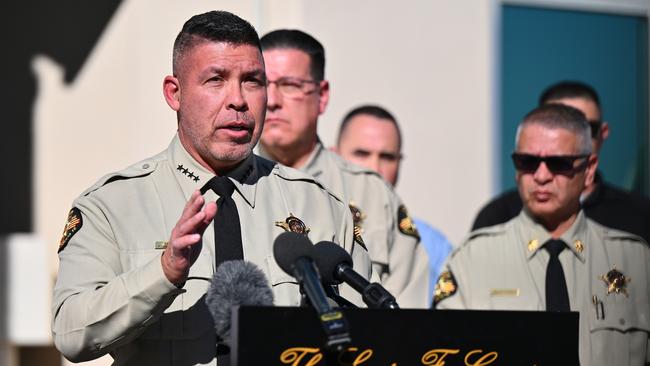 Santa Fe County Sheriff Adan Mendoza speaks during a press conference to provide an update on the investigation into the deaths of actor Gene Hackman and his wife Betsy Arakawa.