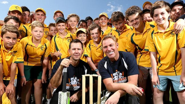 Ricky Ponting (L) and Shane Warne (R) held a charity game in 2015. Picture: Tim Carrafa