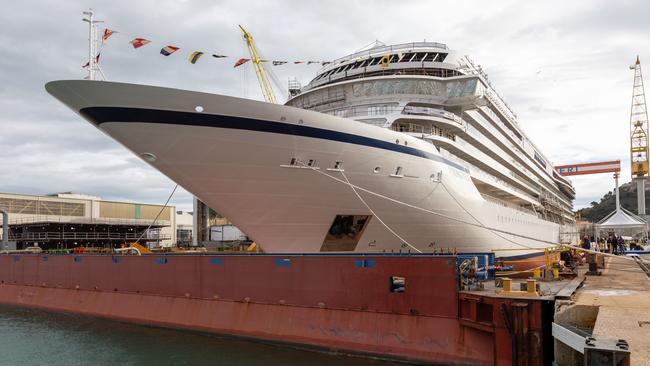 Viking Vela under construction in the dock.