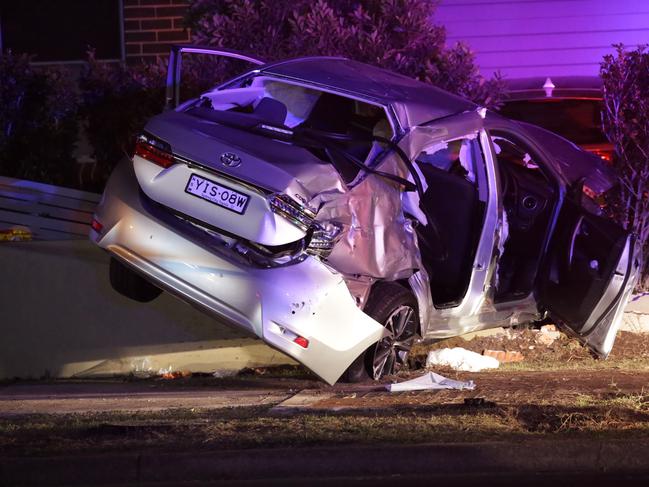 The scene of the car on the corner of Crawford Road and President Ave. Picture: Christian Gilles