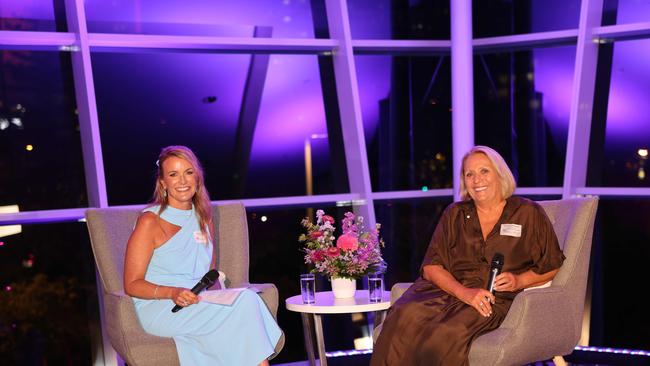 Belinda Dawes and Adrienne Readings at the Gold Coast Bulletin Women of the Year Awards 2024 launch at Gold Coast Convention and Exhibition Centre. Picture, Portia Large.