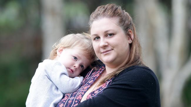 Shylah Kenny with her daughter Grace, 19 months. A water birth simply wasn’t possible in the end. Picture: AAP/ Ric Frearson