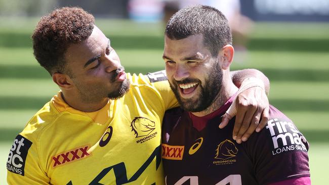 Matty Johns has backed Broncos halves combo Ezra Mam and Adam Reynolds to break the club’s premiership glory. Picture: Liam Kidston.